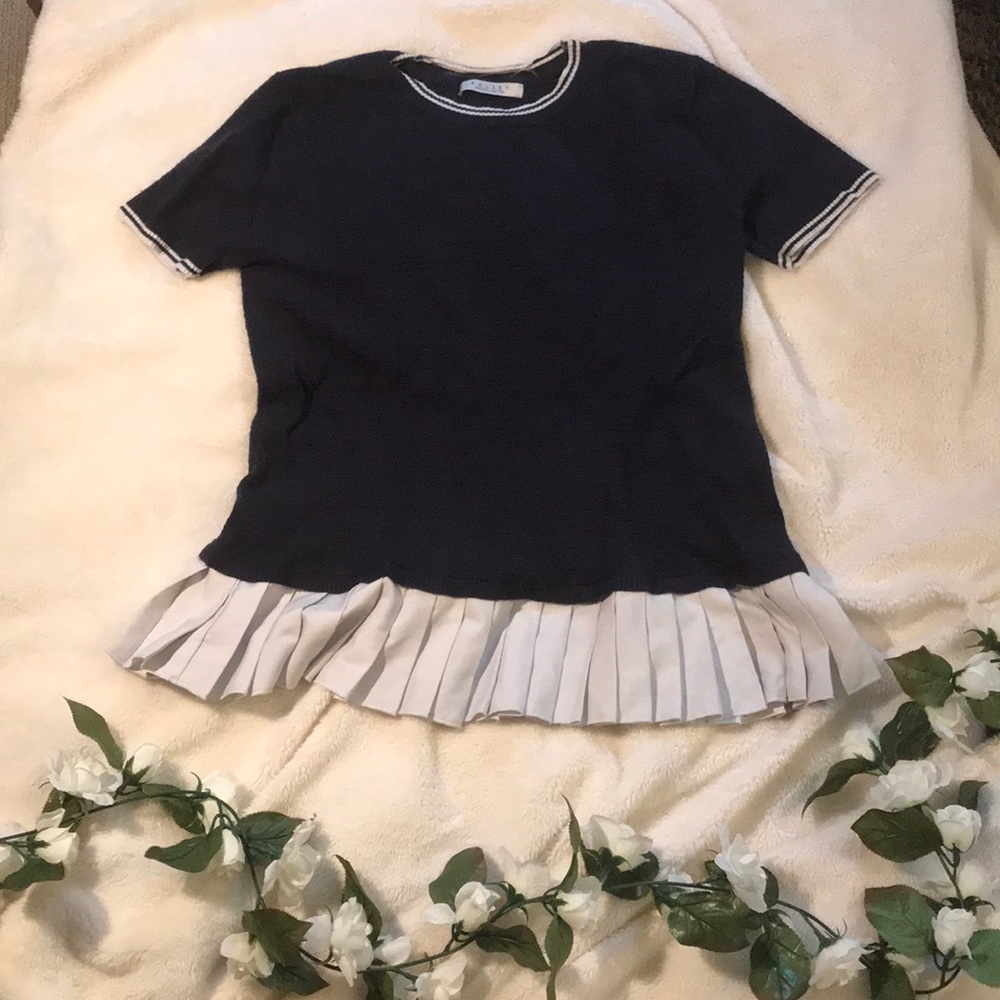 Navy peplum ruffle Ralsey blouse ⛴